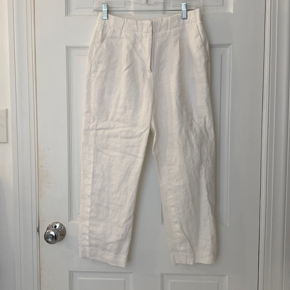 Michael Kors White Linen Cropped Pants